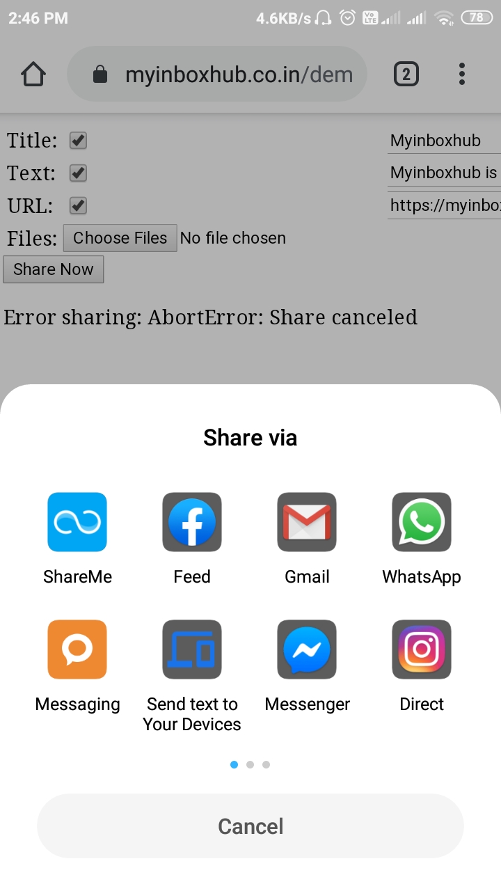 Create android mobile sharing  option on website using JavaScript